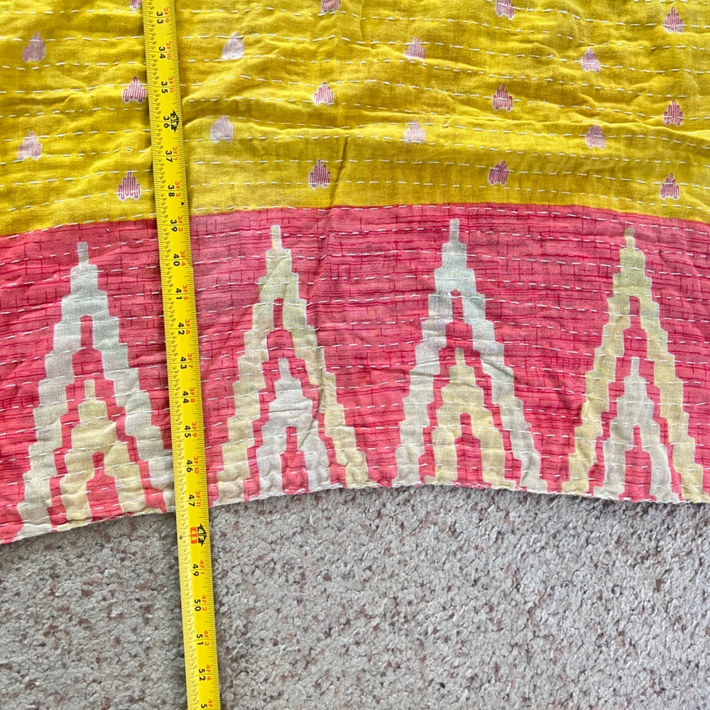 Vintage Kantha Quilt Throw Blanket  80x 47”‎ | Double Sided | Soft Cotton - Picture 11 of 12